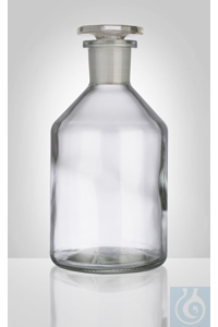 Stopfles, helder, smalle hals, schuine schouder, 100 ml, NS 14/23, afm. Ø 51 x H 103 mm, compleet...
